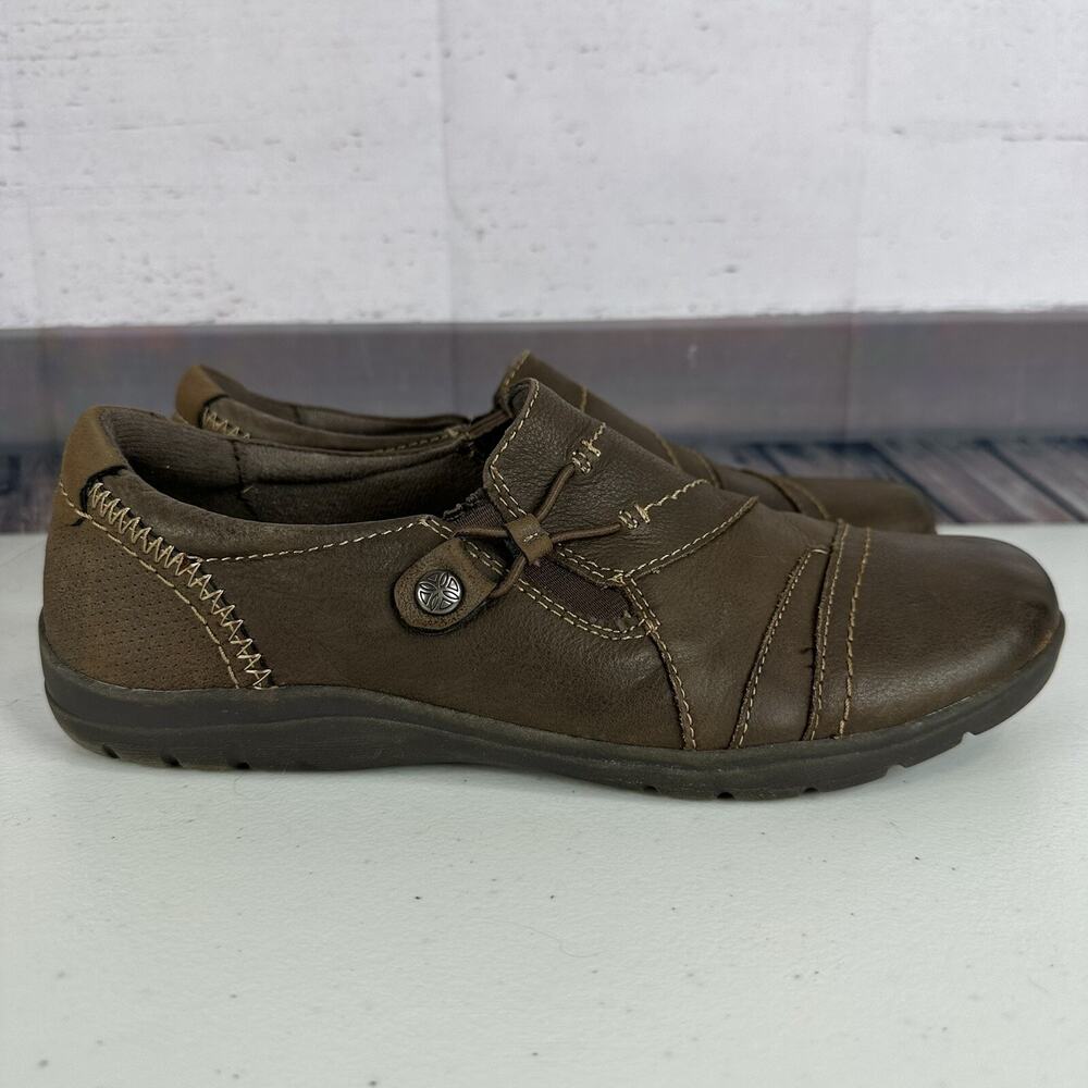 Earth Origins Womens Shoe 10 N Brown Leather Loafer Slip on Flat Tasha Comfort